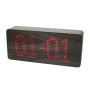 05027 - Ceas electronic, mesaj programabil, desig lemn, afisaj cu LED-uri rosii
