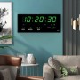 05002 - Ceas digital de perete, lumina verde, calendar, alarma, termometru, 36x15cm