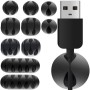 05531 - Set suport organizare cabluri, 10 bucati, 5 diferite dimensiuni, autoadeziv, negru
