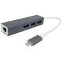 02708 - Placa de retea Gigabit, externa, intrare USB Type-C + 3xHUB USB 3.0, metal