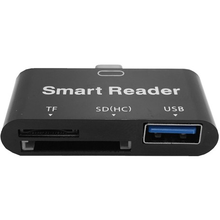 03839 - Convertor/adaptor, OTG, Type-C, tata → USB 3.0, mama, cititor de carduri